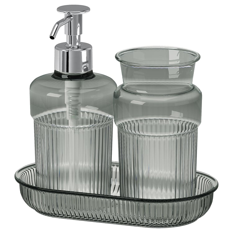 BROFJÄRDEN 3-piece bathroom set, grey - IKEA