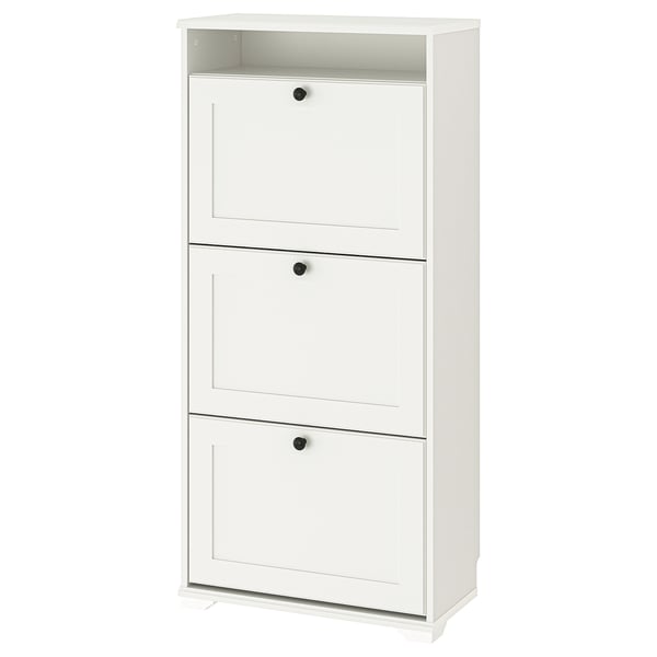 BRUSALI Shoe cabinet with 3 compartments, white, 61x30x130 cm