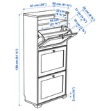 BRUSALI Shoe cabinet with 3 compartments, white, 61x30x130 cm