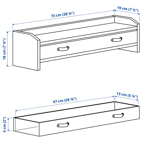 BRYTNING Add-on unit, white, 73x19x18 cm