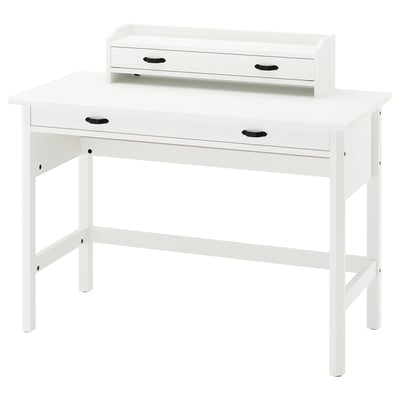 BRYTNING Desk with add-on unit, white, 110x53 cm