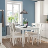 DANDERYD / INGOLF Table and 4 chairs, white/Hallarp beige, 130 cm