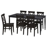 DANDERYD / INGOLF Table and 6 chairs, black/brown-black, 180 cm