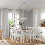 DANDERYD / INGOLF Table and 6 chairs, oak veneer white/white, 180x90 cm