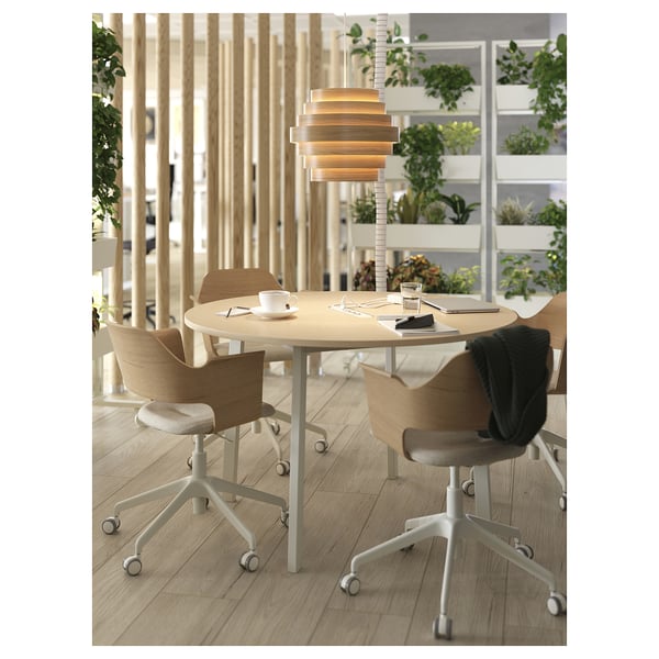 DYKARKLOCKA Pendant lamp shade, white stained oak veneer, 40 cm