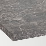 EKBACKEN Worktop, dark grey marble effect/laminate, 186x2.8 cm