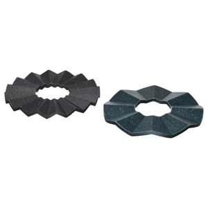 Black bamboo stands with circular design