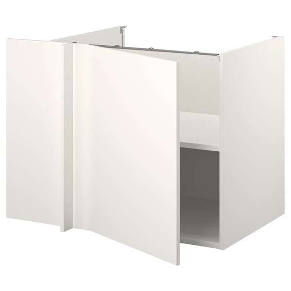 ENHET Corner base cabinet, white/white, 127x69x75 cm