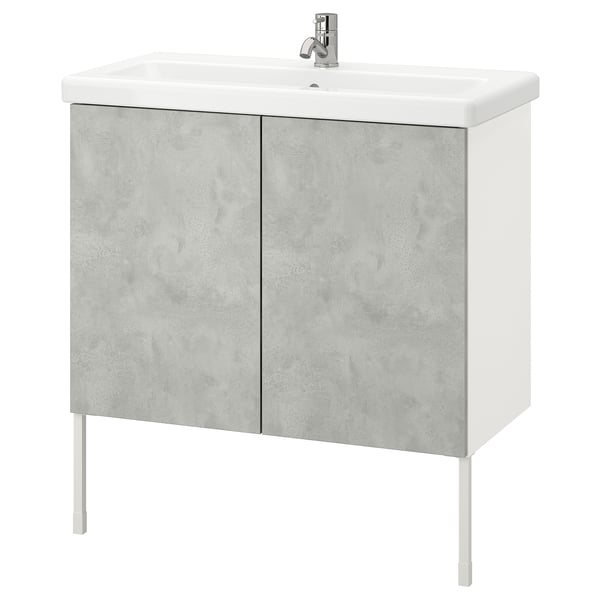 Enhet Tvallen خزانة الحوض مع بابين تأثيرات مادي ة أبيض حنفية Pilkan Ikea