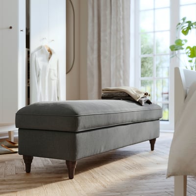 ESSEBODA Bench with storage, Tallmyra medium grey/brown