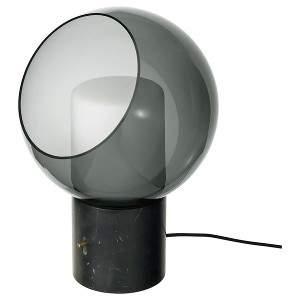 EVEDAL Table lamp, marble/grey globe