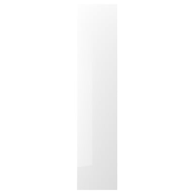 A high-gloss, natural-colored FARDAL door, made of particleboard with plastic foil, rectangular with curved edges.