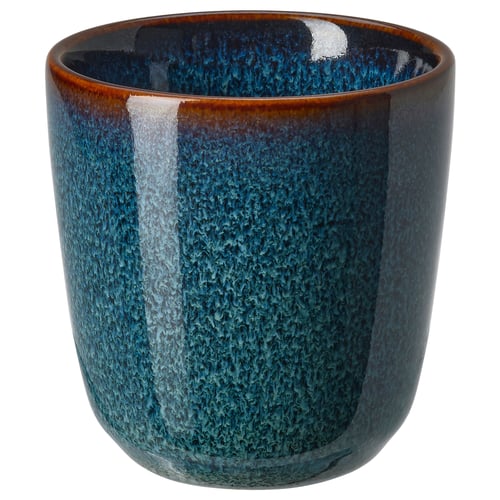 GLADELIG bowl, ocean-blue, stoneware, round shape, glazed finish.