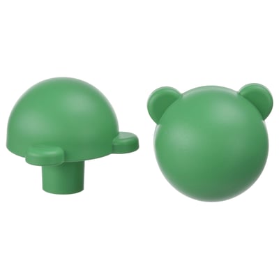 GREJSIMOJS Knob, green/bear, 38 mm