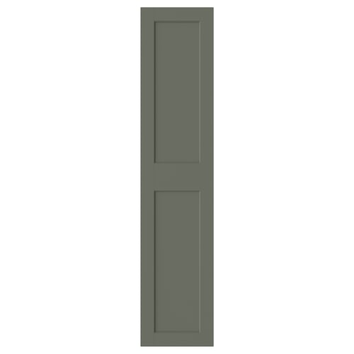 A GRIMO door in grey-green. It has a classic yet modern panel design with wide frames.