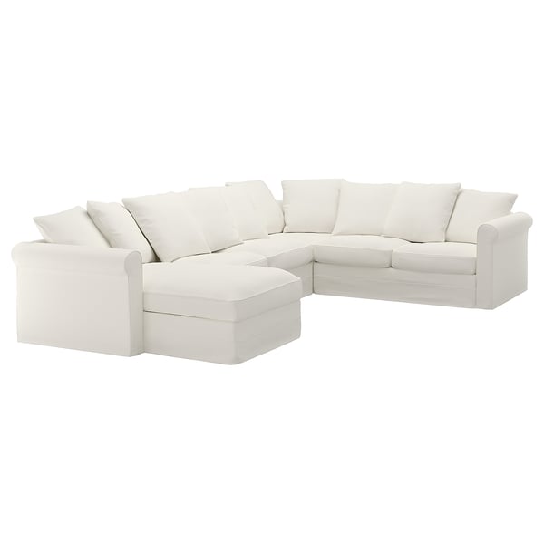 Gronlid غطاء أريكة زاوية 5 مقاعد مع أريكة طويلة Inseros أبيض Ikea