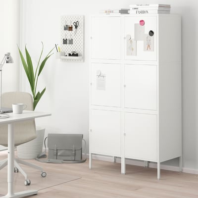 HÄLLAN Storage combination with doors, white, 90x47x167 cm