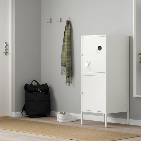 HÄLLAN Storage combination with doors, white, 45x47x117 cm