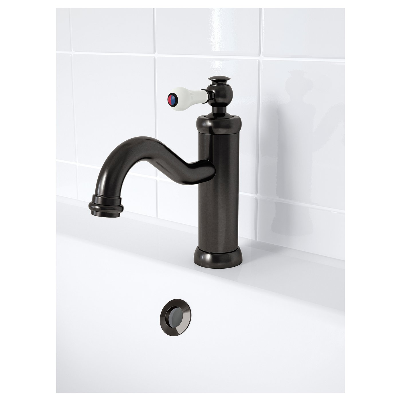 HAMNSKÄR Washbasin mixer tap with strainer black IKEA