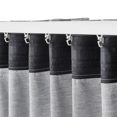 HANNALILL Curtains, 1 pair, blue-grey, 145x300 cm