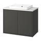 A dark grey HAVBÄCK bathroom vanity with a white countertop and basin.