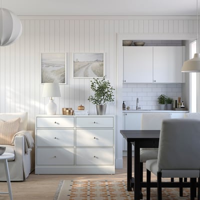 HAVSTA Chest of 6 drawers, white, 121x47x89 cm