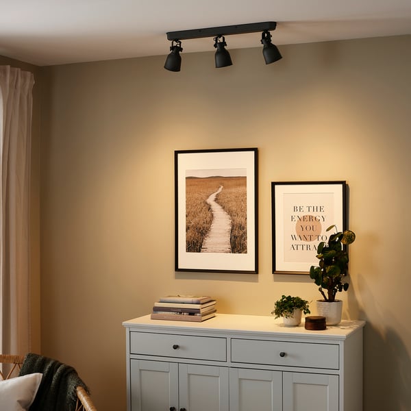HEKTAR Ceiling track, 3-spots, dark grey