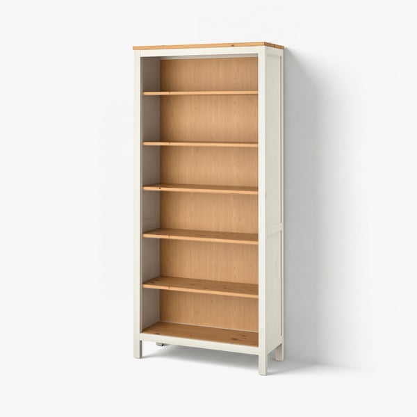 HEMNES Bookcase, white stain/light brown, 90x197 cm
