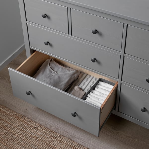 HEMNES Chest of 8 drawers, grey stained, 160x96 cm