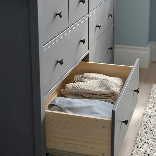 HEMNES Chest of 8 drawers, grey stained, 160x96 cm