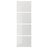 HOKKSUND 4 panels for sliding door frame, high-gloss light grey, 75x236 cm