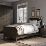IDANÄS Bed frame with storage, dark brown/Leirsund, 90x200 cm