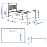 IDANÄS Bed frame with storage, dark brown/Leirsund, 90x200 cm