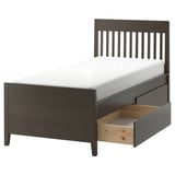 IDANÄS Bed frame with storage, dark brown/Leirsund, 90x200 cm