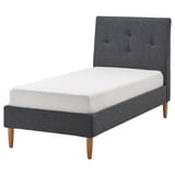 IDANÄS Upholstered bed frame, Gunnared dark grey, 90x200 cm