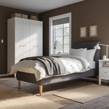 IDANÄS Upholstered bed frame, Gunnared dark grey, 90x200 cm