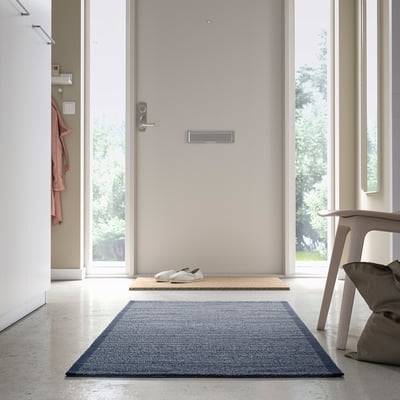 IDROTTSPLATS Rug, flatwoven, blue, 80x150 cm