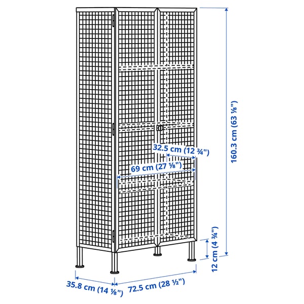 Illustration with measurements for the product: IKEA PS 2026.