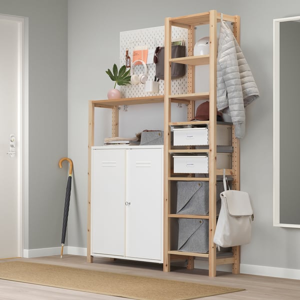 Ivar خزانة مع أبواب أبيض Ikea