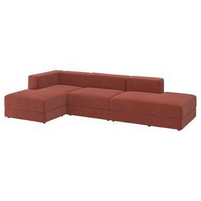JÄTTEBO 3,5-seat mod sofa w chaise longues, Samsala brown-red