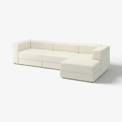 JÄTTEBO: modular white cream sofa with clean lines, high resilience foam, and built-in storage.