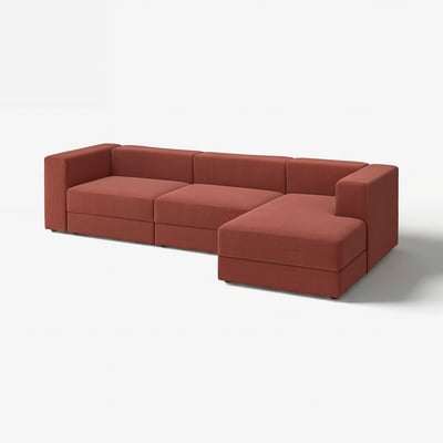JÄTTEBO 4-seat mod sofa w chaise longue, right/Samsala brown-red