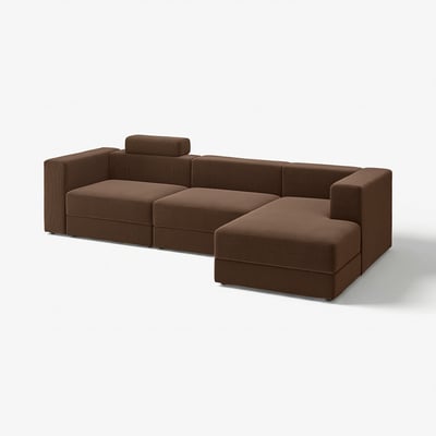 A brown JÄTTEBO modular sofa, featuring clean lines and soft cushions with storage.