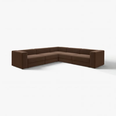 JÄTTEBO modular sofa, brown, modern, l-shaped, soft cushions, corduroy.
