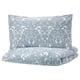 JÄTTEVALLMO Quilt cover and 2 pillowcases, white/blue, 240x220/50x80 cm