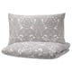 JÄTTEVALLMO Quilt cover and 2 pillowcases, white/grey, 240x220/50x80 cm