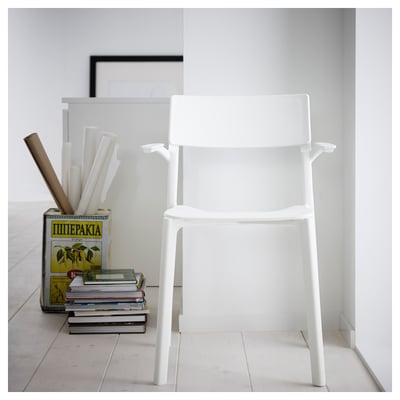 JANINGE Chair with armrests, white