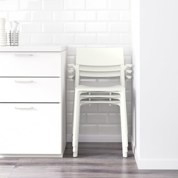 JANINGE Chair with armrests, white