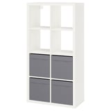 KALLAX Shelving unit, white/Dröna dark grey, 77x39x147 cm