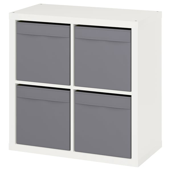 KALLAX Shelving unit, white/Dröna dark grey, 77x39x77 cm